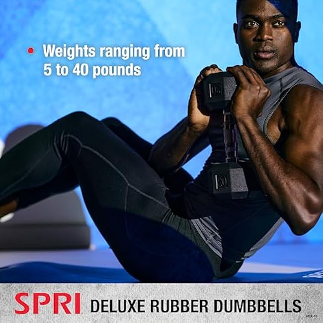 Dumbbells Hand Weights Set of 2 - Rubber Hex Chrome Handle Exercise & Fitness Dumbbell for Home Gym Equipment Workouts Strength Training Free Weights for Women, Men