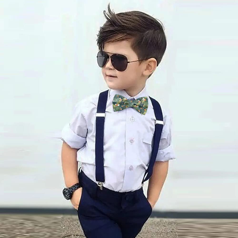 KAWAMOUSE Adjustable Pre-tied bow tie for Men (Colorful Hawaiian Pattern) Elegant Cute Bowties for Dogs Cats Pets