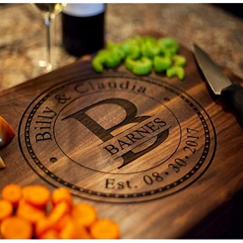 Anniversary Gifts or Wedding Gift Personalized by Burning your Names & Date in High-End Wood Forever - Personalized Cutting Board Handmade in the USA! Christmas Gifts for Wife or Husband Cover