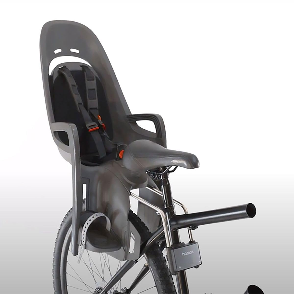 Hamax - Porte-bébé Zenith Gris-Noir - Fixation Cadre vélo - Harnais sécurité 3 Points - Repose-Pieds Ajustables - Rembourrage Amovible - Réflecteur Rouge intégré - Enfants 9 Mois à 22 kg