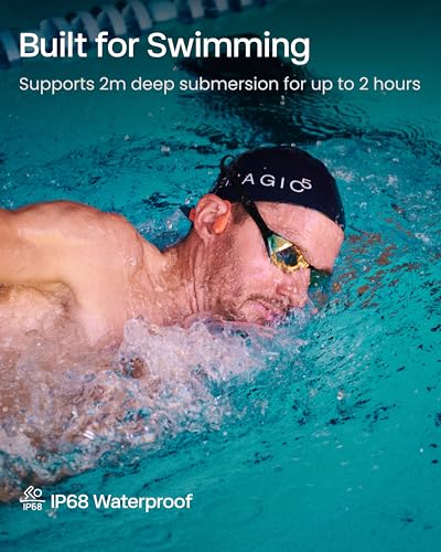 Image of SHOKZ Openswim Pro Bone Conduction Sports In Ear Headphone,Ip68 Waterproof Open-Ear Wireless Earphones With Bluetooth 5.4,32Gb Of Mp3 Storage,Noise Canceling Mics,9H Playtime For Running,Swimming-Red