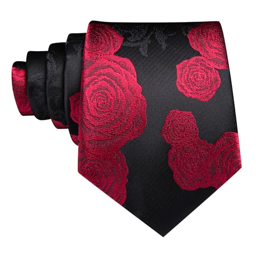 Image of Barry.Wang Flower Ties for Men Handkerchief Cufflinks Set Wedding Necktie Set Party