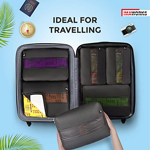 Image of IMAWORKS 4 Set Travel Organizer Pouch Packing Cubes Luggage Organiser Set Clothes Space Savers Bags (2 Large, 1 Medium and 1 Small Cube) Black, Laminated Fabric