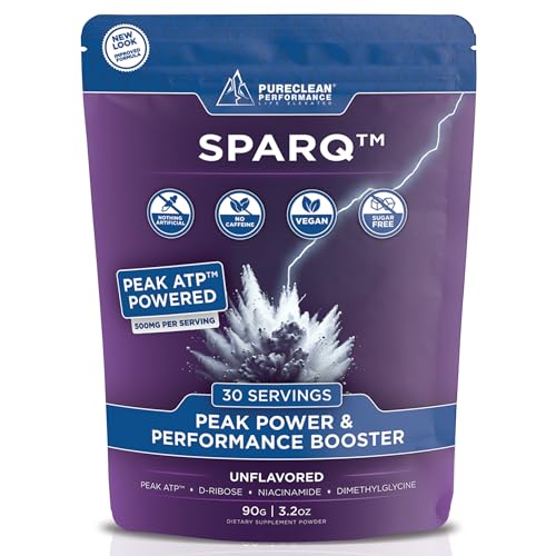 Image of SPARQ Peak ATP Power & Performance Booster - 500mg ATP, D-Ribose, DMG & NAD+ - Boosts Muscle Mass, Energy, Stamina, Strength & Recovery - Caffeine-Free Pre-Workout Powder - 30 Servings - Unflavored