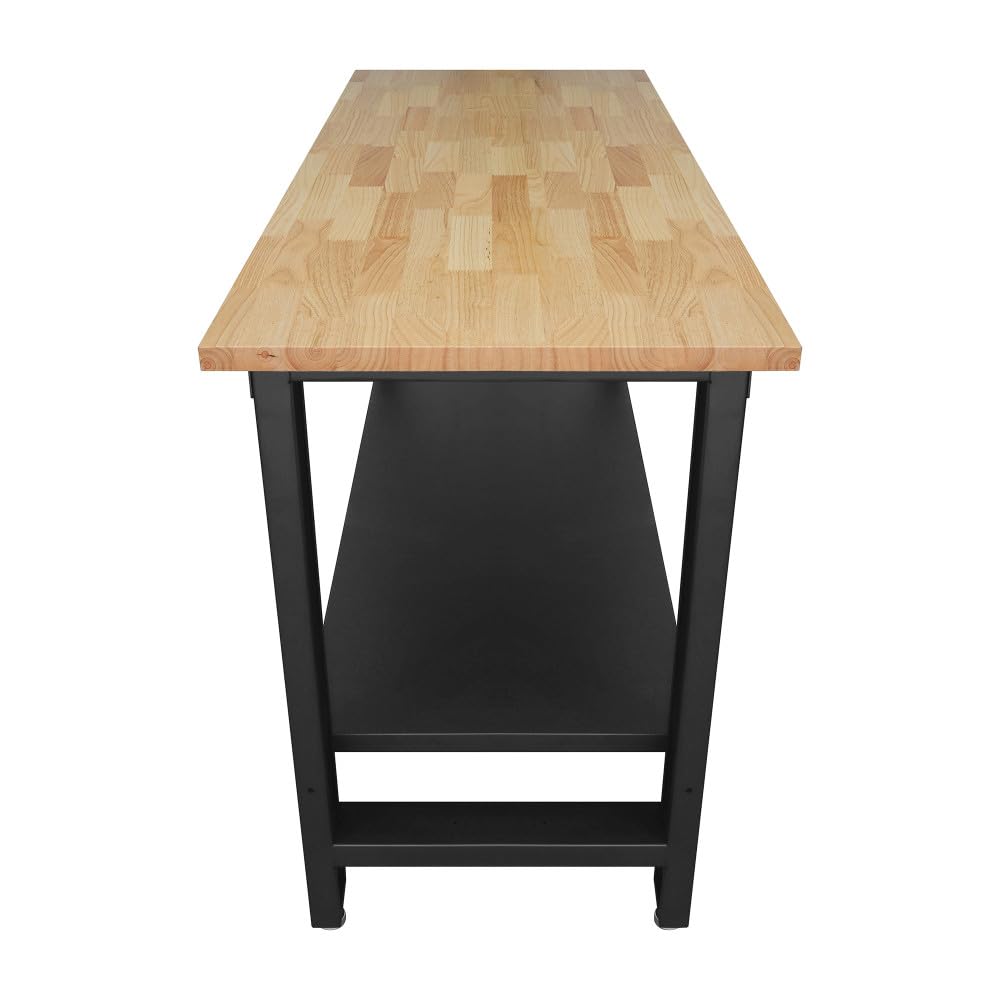 Etabli d'Atelier - Table de Travail Noir en Métal - Plateau bois - Dimensions 1600x600x880 ep 25mm
