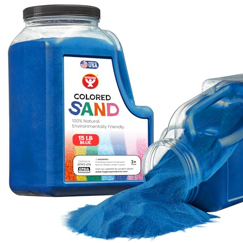 Image of Hygloss Colored Sand for Crafts - 15 lb Bottle, Blue - Vibrant Colorful Fine Sensory Play Sand Art Kits for Kids - Classroom Activities for Children 3 4 5 6 7 8 9 10 11 12 - Safe for Ages 3+
