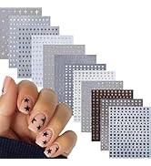 AEPEPSI 12 Sheets Star Nail Stickers Self-Adhesive Metallic Star Nail Decals Shinning Stars for N...
