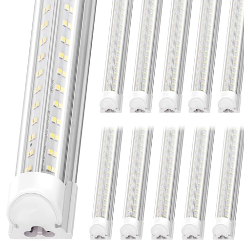 SpeePlant Led Shop Light 8FT 10 Packs, 100W 15000LM 5000K, Linkable 8 Foot Led Shop Lights, Super Bright Led Garage Light, V Shape T8 Led Light Fixture for Workshop, Double Row Led Tube Lights SpeePlant Led Shop Light 8FT 10 Packs, 100W 15000LM 5000K, Linkable 8 Foot Led Shop Lights, Super Bright Led Garage Light, V Shape T8 Led Light Fixture for Workshop, Double Row Led Tube Lights