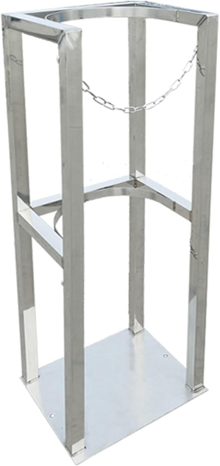 Support pour bouteille d'oxygène - Chariot porte-bouteilles d'oxygène en acier inoxydable avec chaîne de protection, étagère de rangement, support de stockage industriel pour bouteilles médi