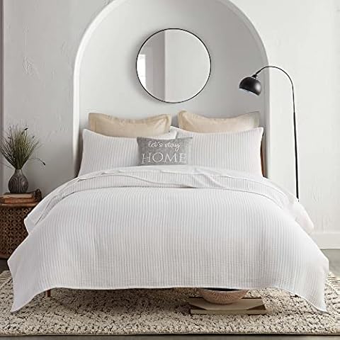 Levtex home - Caden Cotton Gauze - King Coverlet - Bright White - Coverlet Size (106 x 92in.) - 100% Muslin Cotton Cover