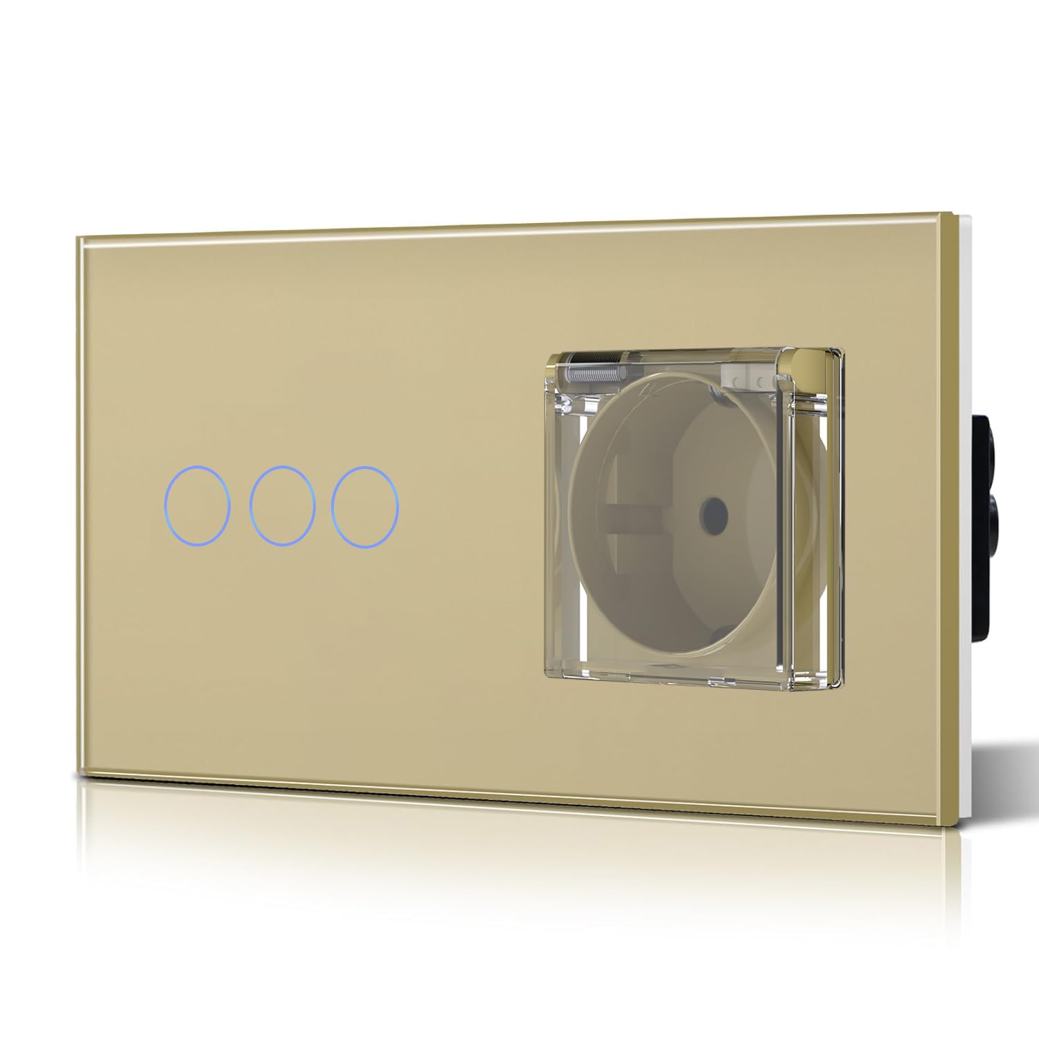 BSEED Interruptor táctil y enchufe pared,Toma de corriente con USB C,Panel de Vidrio con pulsador LED,Sin Función Wifi,1 Gang 1 Vía+1 Enchufe USB/Tipo C,157mm Negro — view 39