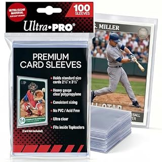Ultra Pro Premium Clear Card Sleeves, 2.5" x 3.5", 100 Pack | Soft acid-free, non-PVC polypropylene sleeves protect standard Pokémon, MTG, baseball and football cards.