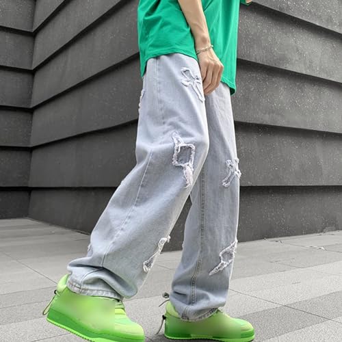 Mens Printed Graphic Jeans Straight Fit Washed Denim Pants Hip Hop Loose Fit Streetwear Jean3