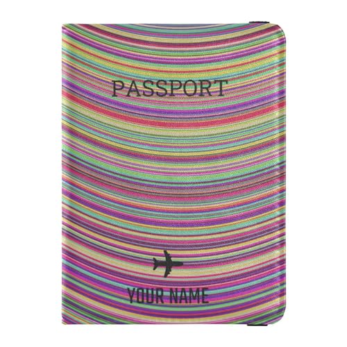 custom Leather Passport Holders Personalized Lightweight Vaccine Case Protector Cover per Women Men Document Organizer Holder Accessories Travel Essentials Colorful Wave