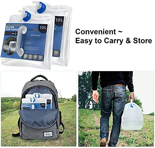 Miniatura 7 de Contenedor de agua plegable con espiga, jarra de almacenamiento sin BPA para acampar al aire libre, senderismo y kit de supervivencia de emergencia,