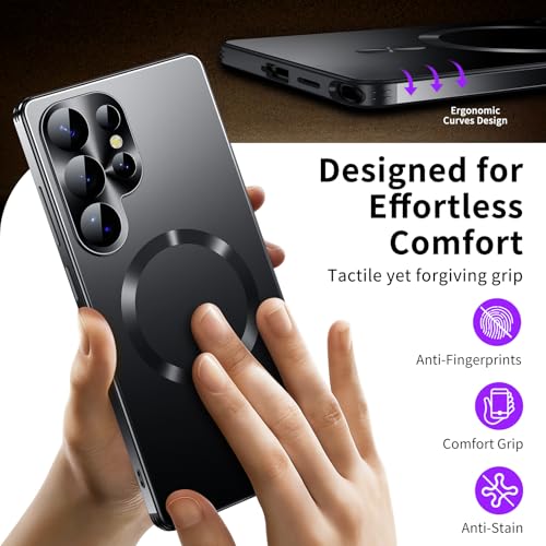 Image of for Samsung Galaxy S24 Ultra Case, Heavy-Duty Slim Design Compatible with MagSafe, Strong Magnetic Shockproof Protection for Screen & Camera Cover Case for Samsung S24 Ultra,Black