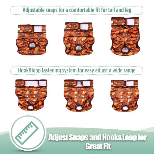 Image of wegreeco Female Dog Diapers, Washable Reusable Pet Puppy Doggie Diapers for Small Medium Large Female Dogs in Heat Period, Doggy Period Panties, 5 Pack, Medium, Autumn Colors Pattern