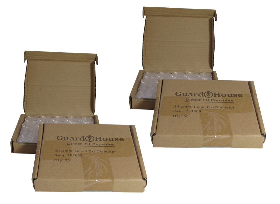 Guardhouse 24.3mm Direct Fit Coin Capsule for US and Canada Modern Quarter and Other Similar Sized Coins Pack of 100