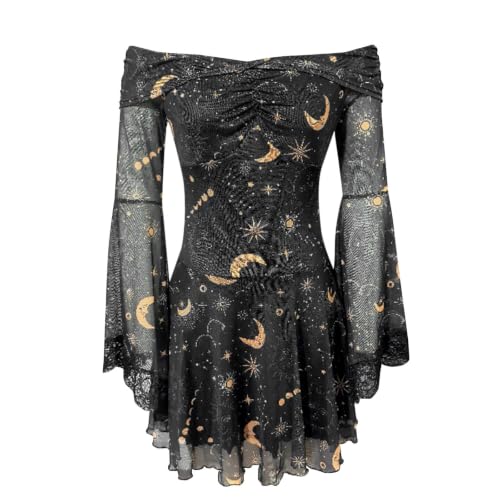 Vestido de encaje para mujer estilo gótico Y2k negro ajustable para fiesta de noche 7