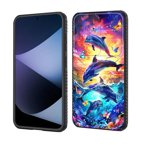 wiaekosef for Galaxy S26 Case Built in Slide Camera Lens Cover,Heavy Duty Shockproof Protection Dual Layer Case for Samsung Galaxy S26 6.3" 2026,Dolphins and Butterflies