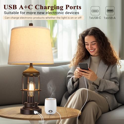 Set de 2 Lámparas de Mesa QiMH 23" con Puertos USB miniatura 4