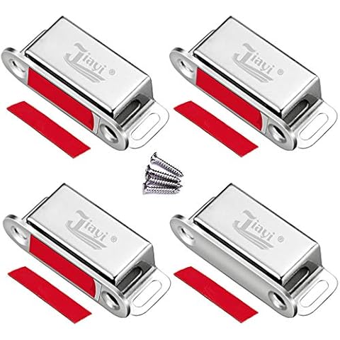 Magnetic Door Catch Jiayi 4 Pack Cupboard Door Magnets Stainless Steel Drawer Magnet Small Cabinet Door Magnetic Catches and Latches for Kitchen Wardrobe Magnets Door Closers Magnet Closure Cover