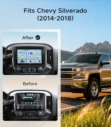 10.2" Car Stereo Radio for Chevy Silverado & GMC Sierra 2014-2018 - Wireless CarPlay & Android Auto, 5G WiFi GPS Navigation, Bluetooth FM/SWC, 1080P Backup Camera, Responsive Touchscreen
