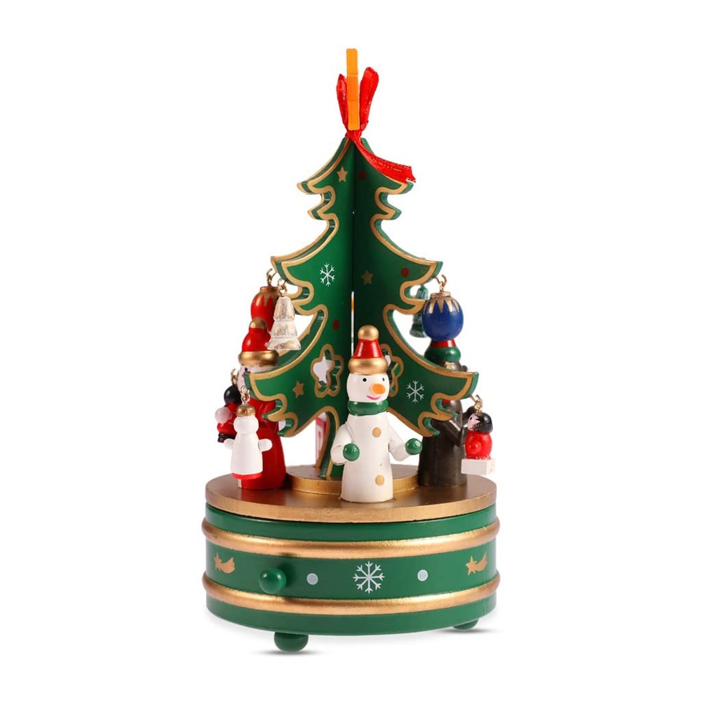 Pozytywka Pozytywka Prezent Choinka Wood Music Box Mini Obrotowy Pudełko Muzyczne Xmas Party Prezent Dom Stół Dekoracja Muzyczna Szkatułka pozytywka ozdoba