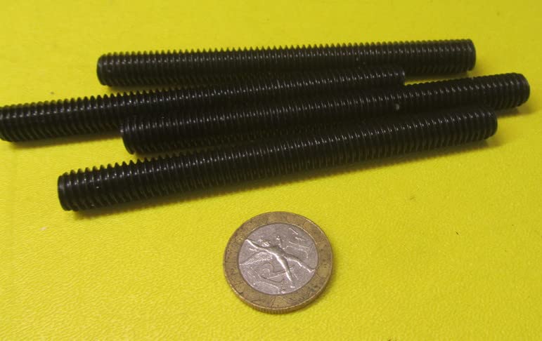 Black Oxide Grade B7 Steel Fully Threaded Round Rod, 3/8"-16 Diameter x 4.00" Length, 4 Pcs.