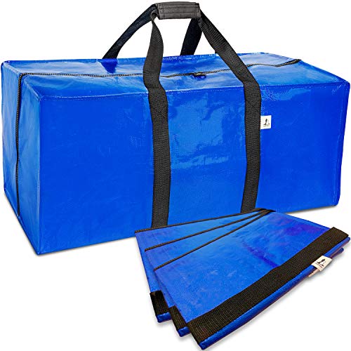 Extra Large Storage Bag for Moving - 4 Pack Water Resistant Heavy Duty Tote for Packing Clothes, Blankets, Bedding - Wardrobe Organizers with Durable Zippers