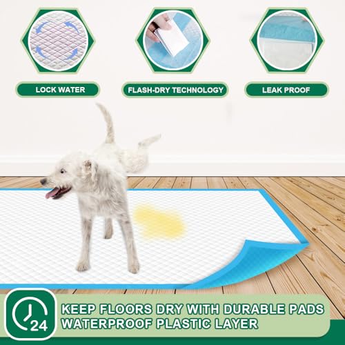 IMMCUTE Puppy Pads 22"x23" 100 Count | 6-Layer Leak-Proof & Super Absorbent Dog Training Pads | Disposable Potty Pads for Puppies, Dogs, Cats & Rabbits | Blue & White