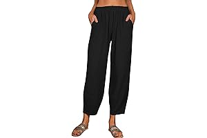 Womens Linen Tapered Cropped Frenshe Pants