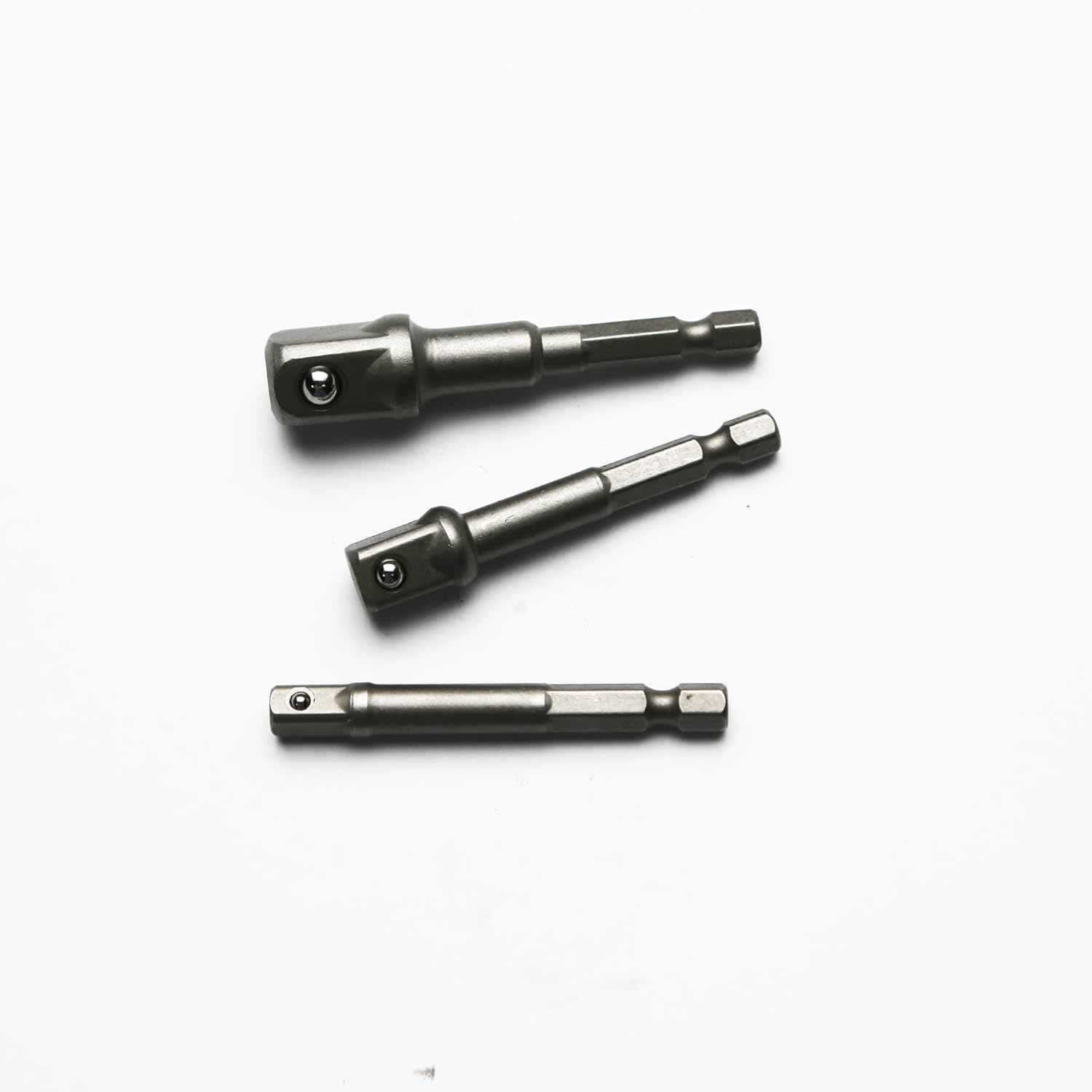 TMAX 3 pc Power Socket Extension Adapter Bit Set for Impact Driver Set: 1/4 inch Hex Shank to 1/4 Inch, 3/8 Inch, and 1/2 Inch Square Sockets