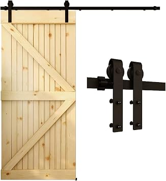Sliding Barn Door Hardware Kit, 6FT Upgrade, Smooth Silent and Easy to Slide, for Single Wood Door, Easy Installation J Shape...