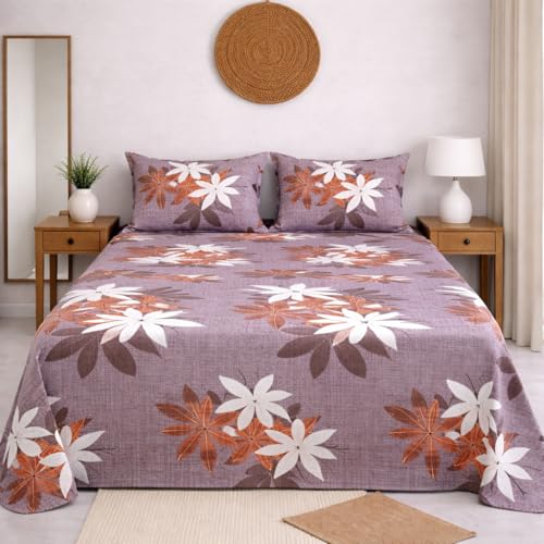 Image of DECORUM Cloud Cotton Double Bedsheet Floral Print with 2 Pillow Covers | 244 TC | Ultra Soft Feel | Premium Comfort | Breathable & Skin Friendly | for Bedroom (90 x 90 Inches)