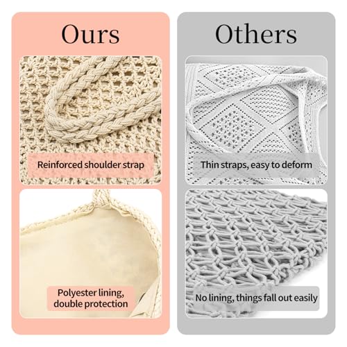 Peicees Crochet Beach Tote Bag For Women 2025 Bohemian Shoulder Bag Purse With Leak-Proof Lining for Summer Vacation Travel3