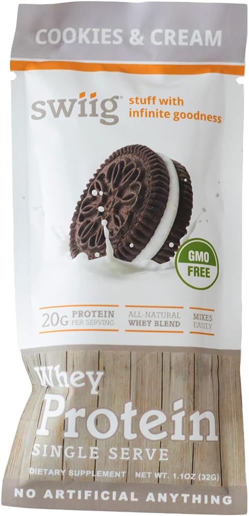 swiig Daily Whey Protein Matrix (Single Serve, 10 Count, Cookies & Cream)