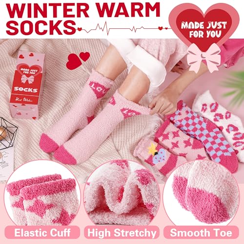 Image of EBMORE Fuzzy Socks for Women, Thick Cozy Warm Fluffy for Winter | Ultra Soft Plush Fleece Lining, Stretch Cuff, Comfy Heel & Toe, for Home & Sleep, Gifts Cabin Slipper Socks, 5 Pairs