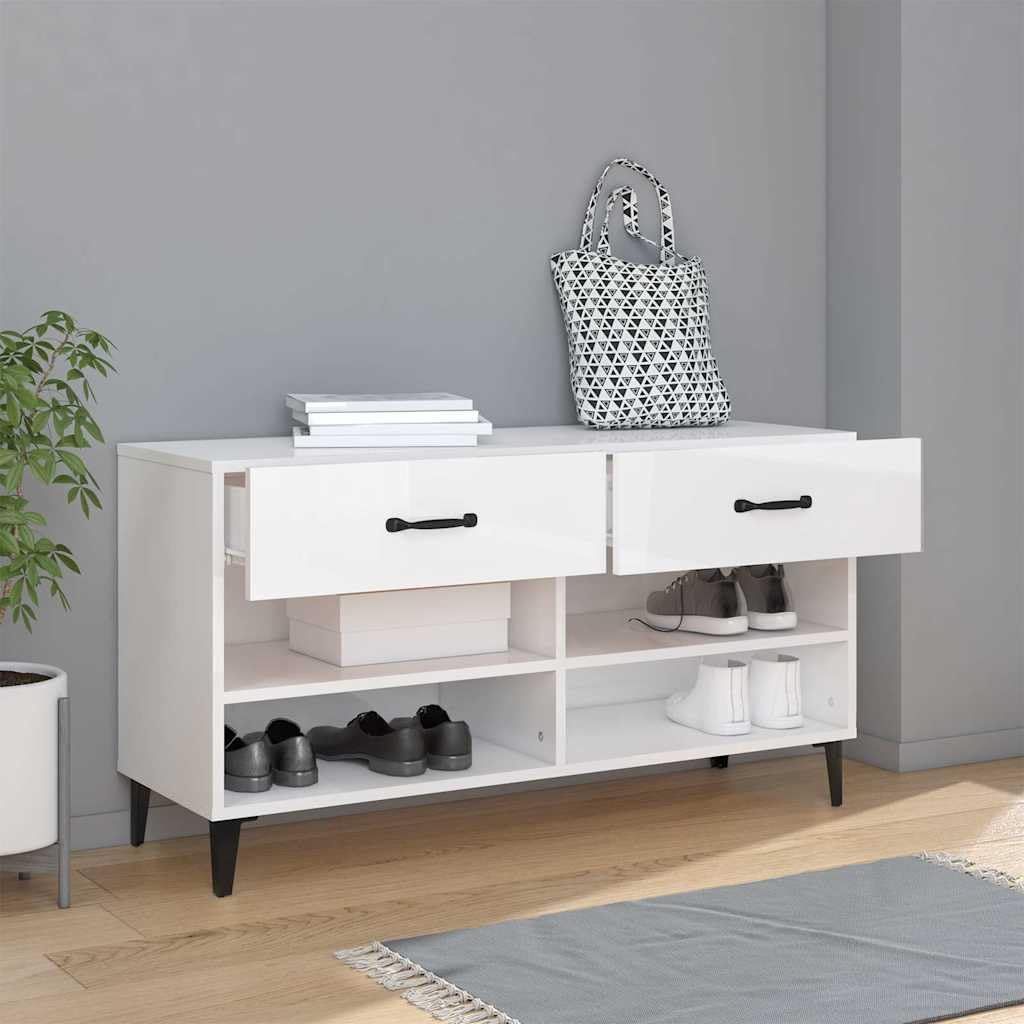 Scarpiera alta lucida bianca 102x35x55 cm
