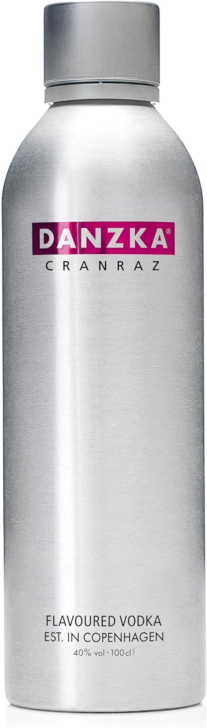 DANZKA Cranraz – 1 L Premium Vodka mit 40% vol. – Aluminiumflasche im Skandinavisches Design est. in Copenhagen