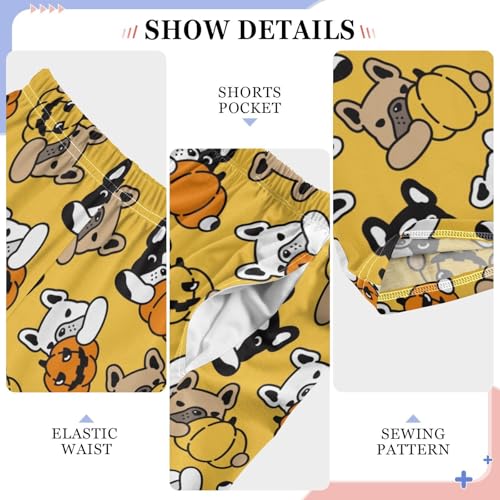 Dog French Bulldog Pumpkin Halloween Boys Pants for Kids Jogger Pants with Pockets S-XL4