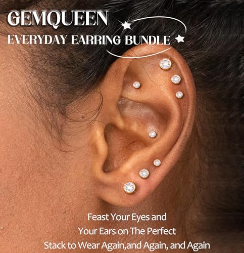 Flat Back Earrings Stud : 14K Gold Filled Titanium Surgical Steel Earrings Hypoallergenic for Women Men 18G Cartilage Helix Tragus Conch Medusa Piercing Jewelry Dainty Stud Earring Set 3 Pair4