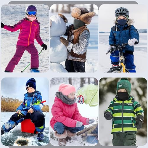 MOAZIFI Loop Schal Kinder, 2 Stück Schlauchschal Halswärmer, Schlauchschal Kinder Winddicht und Warm für Skifahren, Radfahren und andere Outdoor-Abenteuer