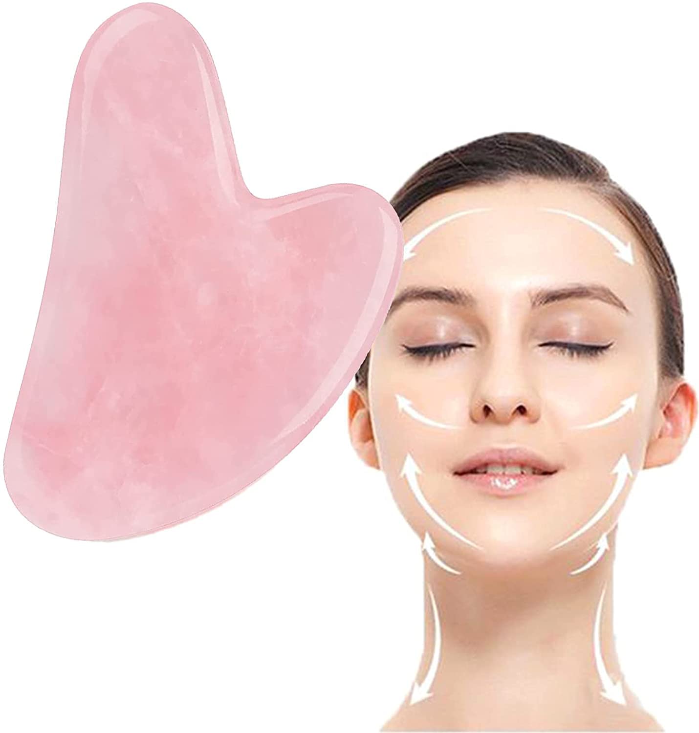 WWD® Jade Rose Gua Sha Stones Gua Sha Facial Tools Gua Sha Massage Tool Facial Whitening Skin Care Massager Remove Toxins from Face, Hand, Neck, Prevent Wrinkles, Nourish Skin 100% Natural Jade