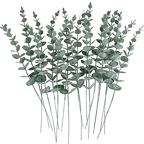 EUBUY Artificial Eucalyptus Leaves Stems, 20PCS Artificial Eucalyptus Stems Decor Faux Greenery Artificial Flowers for Wedding Bouquet Centerpiece Home Decor