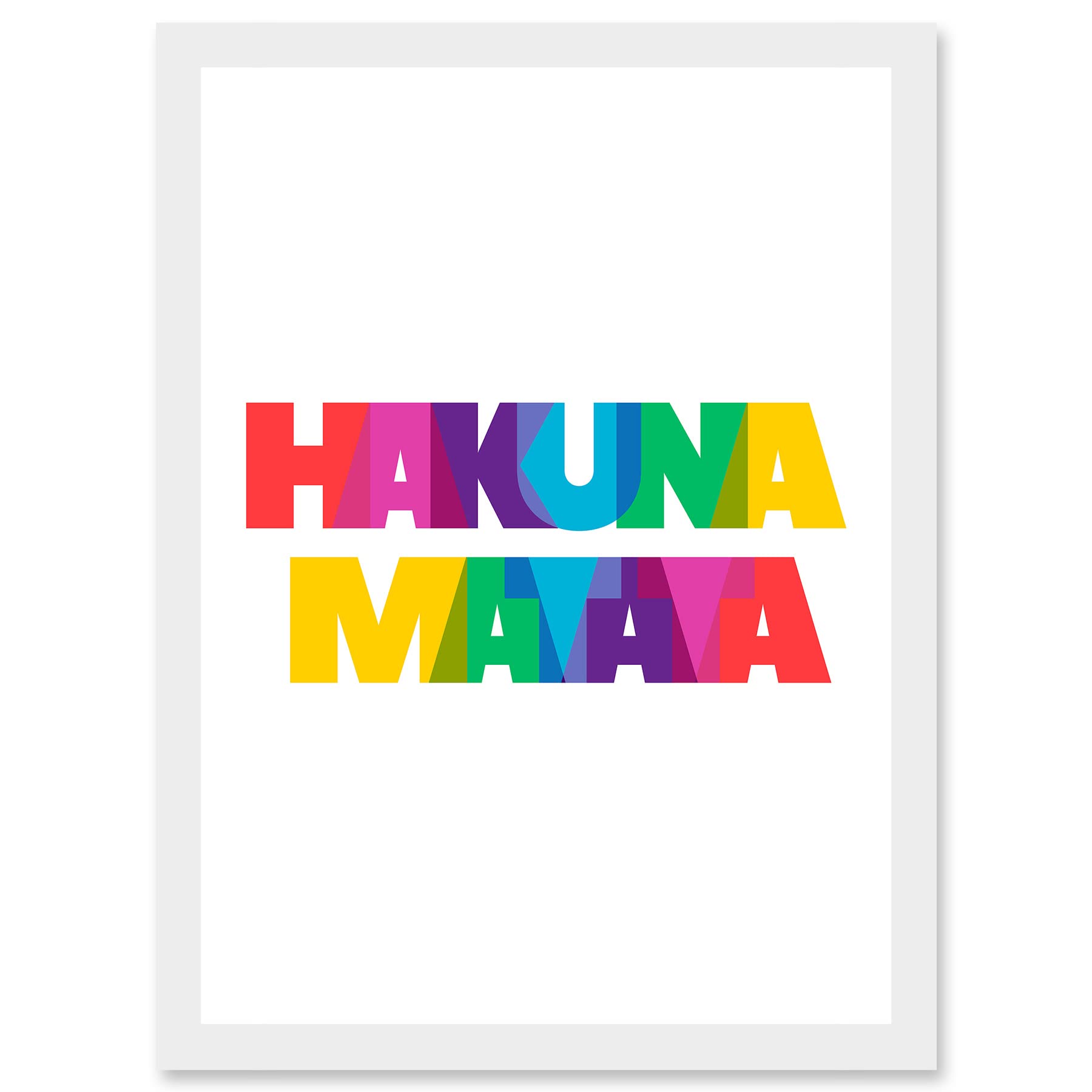 Artery8 Hakuna Matata Colourful No Worries Artwork Framed Wall Art Print A4
