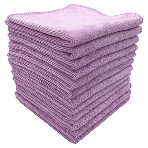 Image of Microfiber Cleaning Cloth Multipurpose Quickly and Easily Clean Windows Mirrors Without Chemicals Wash Clothes for Household Kitchen Boat Car Cleaner Bulk Rags(12 inchx12 inch) Purple-12 Pack