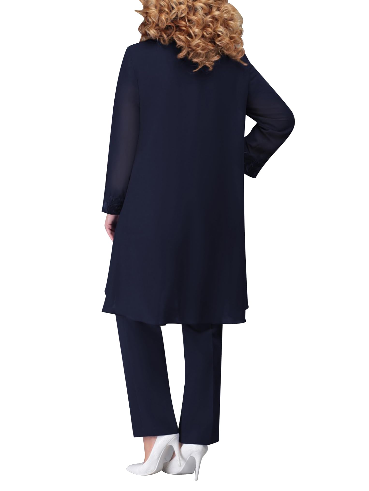 Doomiva 3 Pezzi Completi Eleganti Donna Cardigan Elegante Bolero da Cerimonia Maglietta a Maniche Corte Pantaloni Abito da Cocktail Abito da Sera Nozze Party Matrimonio
