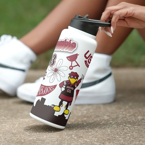 Image of Logo Brands NCAA Native 34 oz Quencher Water Bottle - | Local Icons Design | Double-Wall Insulated| Leak-Proof Lid & Built-In Straw