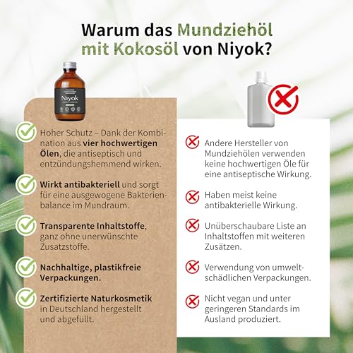 Niyok® Mundziehöl aus Bio Kokosöl "Pfefferminze" (3x200ml) • Mundspülung mit ätherischen Ölen • Bio Kokos Ölziehkur gegen Karies, Zahnstein & Mundgeruch • Veganes Zahnöl für Ölziehen – Bild 6